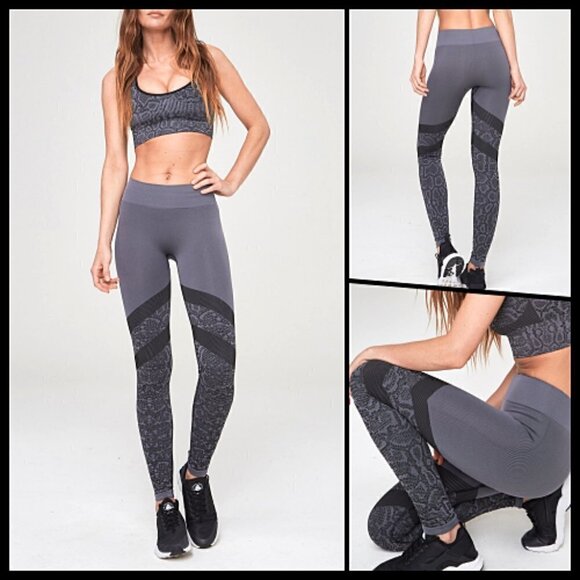 Carbon 38 Varley Seamless Leggings Grey Snake M - Picture 1 of 8